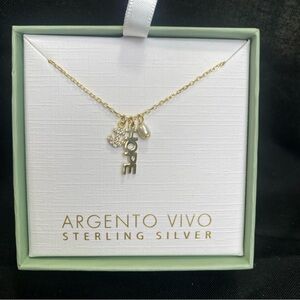 Sterling silver 925 Gold Vermeil Chain With Charm Pendants Hope Necklace NEW